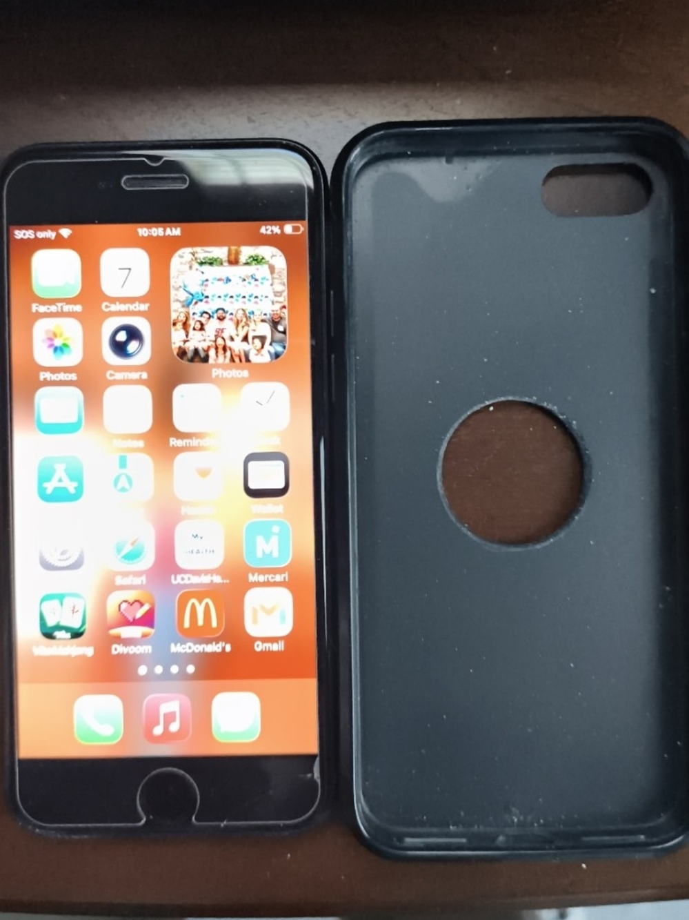 Apple iPhone with Black Case - Black